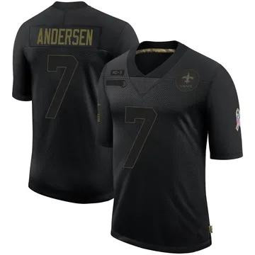Youth Nike New Orleans Saints Morten Andersen Black 2020 Salute To Service Jersey - Limited