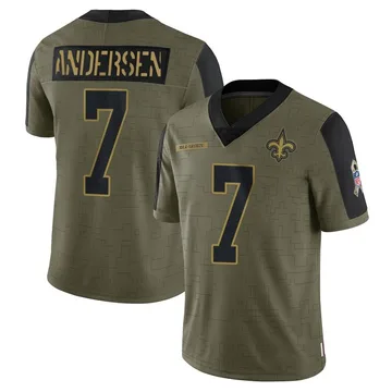 Youth Nike New Orleans Saints Morten Andersen Olive 2021 Salute To Service Jersey - Limited