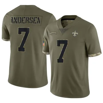 Youth Nike New Orleans Saints Morten Andersen Olive 2022 Salute To Service Jersey - Limited